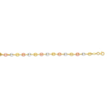 Load image into Gallery viewer, 14k Tri-Color Gold 4.7mm Puff Anchor Mariner Chain Anklet, 10 Inch