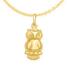 Load image into Gallery viewer, 14k Yellow Gold 17.5mm Polished Fancy Owl with Optional Chain Pendant Charm