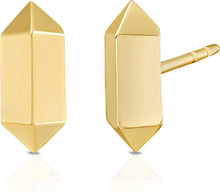 Load image into Gallery viewer, 14k Yellow Gold 8.3mm Long Hexagon Stud Earrings