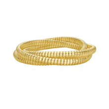 Load image into Gallery viewer, 14k Yellow Gold Triple Stretch Tubogas Slip-On Bangle Bracelet, 7 Inch