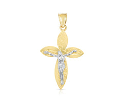 Load image into Gallery viewer, 10k Yellow Gold Angel Wing Crucifix of Jesus Cross Religious Pendant