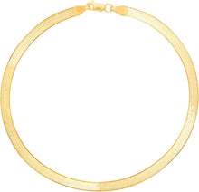 Load image into Gallery viewer, 14k Yellow Gold 3mm Solid Herringbone Chain Bracelet or Anklet, 7", 8" or 10 Inch