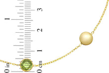 Load image into Gallery viewer, 14k Yellow Gold 6.4mm Natural Gemstone Pebble Charm Adjustable Chain Necklace, 17 Inch-18" (Blue Topaz, Amethyst, Peridot, Garnet or Citrine)