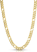 Load image into Gallery viewer, 10k Yellow Gold 7mm Lite Figaro Monaco Link Chain Necklace