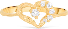 Load image into Gallery viewer, 10k Yellow Gold 7mm CZ Intricate Curved Open Heart Ring, Sizes 4 - 10