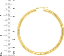 Load image into Gallery viewer, 10k Yellow Gold 4mm Diamond Cut Round Tube Hoop Earrings