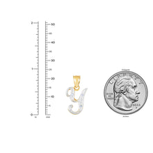 Load image into Gallery viewer, 10k Yellow Gold and White Gold Two-Tone 21.5mm Cursive Personalized Alphabet A-Z Initial Pendant with Optional 1.1mm Solid Cable Chain, 18 Inch
