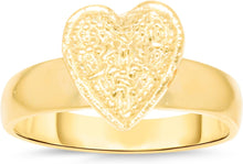 Load image into Gallery viewer, 10k Yellow Gold 10mm Elevated Nugget Heart Filigree Ring