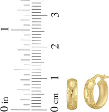 Load image into Gallery viewer, 14k Yellow Gold Florentine Hoop Earrings