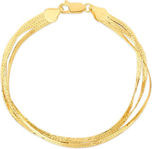 Load image into Gallery viewer, 14k Yellow Gold 1.8mm Triple Strand Herringbone Link Bracelet, 7 Inch