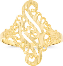 Load image into Gallery viewer, 10k Yellow Gold 20.6mm Diamond Cut Filigree Ring