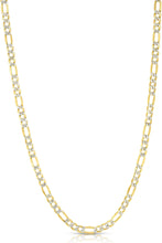 Load image into Gallery viewer, 10k Two-Tone Gold 3.5mm Lite Pave Diamond Cut Figaro Chain Link Necklace