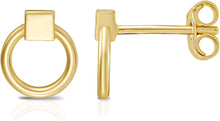 Load image into Gallery viewer, 14k Yellow Gold 8.8mm Open Circle Stud Earrings