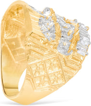 Load image into Gallery viewer, 10k Yellow Gold 18mm Last Supper CZ Baguette Two-Tone Ring, Sizes 6-14