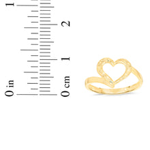 Load image into Gallery viewer, 10k Yellow Gold Diamond Cut Open Heart Curved Band Ring, Size 3-11