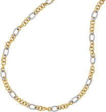 Load image into Gallery viewer, 14k Two-Tone Gold 4.5mm Ribbed White Gold Oval and Yellow Gold Circle Link Bracelet, 7.25 Inch