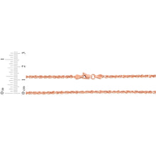 Load image into Gallery viewer, 10k Yellow Gold or White Gold or Rose Gold 2.5mm Solid Rope Chain Diamond Cut Bracelet or Anklet