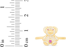 Load image into Gallery viewer, 10k Yellow Gold 13mm Teddy Bear CZ Ring, Sizes 4 - 11
