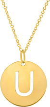 Load image into Gallery viewer, 14k Yellow Gold 0.6" Disc Alphabet Letter A - Z Initial Charm Pendant with Extendable Adjustable Chain Necklace