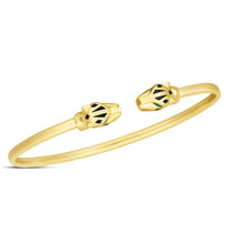 Load image into Gallery viewer, 14k Yellow Gold 3mm Open Cuff Panther Enamel Bangle Bracelet, 7 Inch