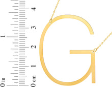 Load image into Gallery viewer, 14k Yellow Gold 1.5" Extra Large Angled Alphabet Letter A - Z Initial Charm Pendant with Chain Necklace
