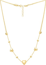 Load image into Gallery viewer, 14k Yellow Gold Puffed Heart Bead Station Adjustable Chain Friendship Necklace, 16 to 24 Inch