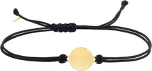 Load image into Gallery viewer, 14k Yellow Gold 10.5mm Disc & Cord Adjustable Friendship Charm Bracelet, 9.25 Inch