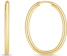 Load image into Gallery viewer, 14k Yellow Gold High Polish Oval Geometrical Round Tube Endless Hoop Earrings