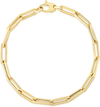 Load image into Gallery viewer, 14k Yellow Gold 4.2mm Hollow Paperclip Link Chain Bracelet - 7.5 Inch