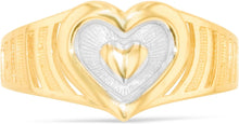 Load image into Gallery viewer, 10k Yellow Gold 9mm Heart Openwork Shank Two-Tone Ring, Sizes 4 - 11