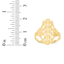 Load image into Gallery viewer, 10k Yellow Gold 20.2mm Oval Diamond Cut Openwork Filigree Ring