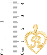 Load image into Gallery viewer, 10k Yellow Gold 0.7" Personalized Alphabet Letter A - Z Initial Heart Pendant with optional Extendable Cable Chain Necklace