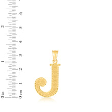 Load image into Gallery viewer, 10k Yellow Gold 1 Inch Extra Large Textured Letter Pendant A-Z Alphabet Pendant with Optional Rope Chain Necklace
