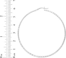 Load image into Gallery viewer, 10k White Gold 2mm Diamond Cut Round Tube Hoop Earrings