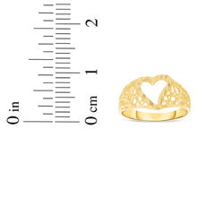 Load image into Gallery viewer, 10k Yellow Gold 9mm Center Heart Shank Openwork Filigree Ring