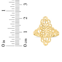 Load image into Gallery viewer, 10k Yellow Gold 21.6mm Oval Diamond Cut Openwork Filigree Ring