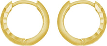 Load image into Gallery viewer, 14k Yellow Gold 11mm Checkerboard Patterned Huggie Hoop Earrings