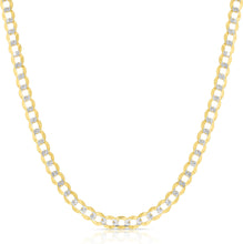 Load image into Gallery viewer, 14k Yellow Gold and White Gold 5.7mm Solid Two-Tone Pave Curb Cuban Chain Necklace