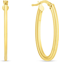 Load image into Gallery viewer, 14k Yellow Gold 28mm Oval Concentric Hoops Earrings