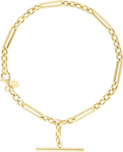 Load image into Gallery viewer, 14k Yellow Gold 25mm Toggle Bar 3.9mm Figaro Paperclip Link Bracelet, 7.5 Inch