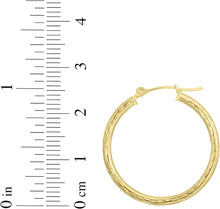 Load image into Gallery viewer, 14k Yellow Gold 2mm Diamond Cut Tube Hoop Earrings