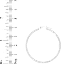 Load image into Gallery viewer, 10k White Gold 2mm Diamond Cut Round Tube Hoop Earrings