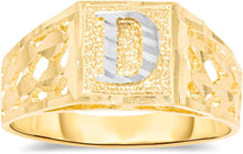 Load image into Gallery viewer, 10k Yellow Gold Two-Tone 8mm Square A-Z Initial Letter Ring