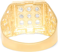 Load image into Gallery viewer, 10k Yellow Gold 15mm Square CZ Filigree Openwork Ring, Sizes 5 - 13