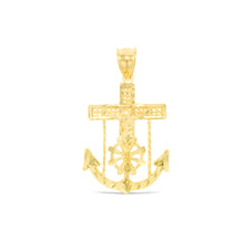 Load image into Gallery viewer, 10k Yellow Gold Jesus Christ Crucifix Anchor Religious Pendant