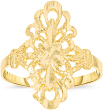 Load image into Gallery viewer, 10k Yellow Gold 21mm Slim Oval Openwork Filigree Ring