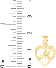 Load image into Gallery viewer, 10k Yellow Gold 0.5" Personalized Alphabet Letter A - Z Initial Heart Pendant with optional Extendable Cable Chain Necklace