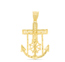 Load image into Gallery viewer, 10k Yellow Gold Jesus Christ Crucifix Anchor Religious Pendant