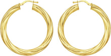 Load image into Gallery viewer, 14k Yellow Gold 4.5mm Full Twist Round Circle Hoop Earrings