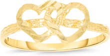 Load image into Gallery viewer, 10k Yellow Gold 7.5mm Double Interlocked Open Hearts Filigree Ring